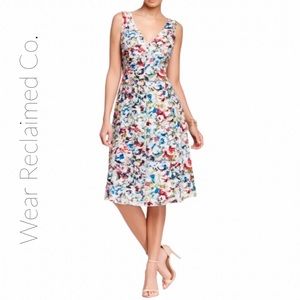 CARMEN MARC VALVO Printed Cross Over Back Dress